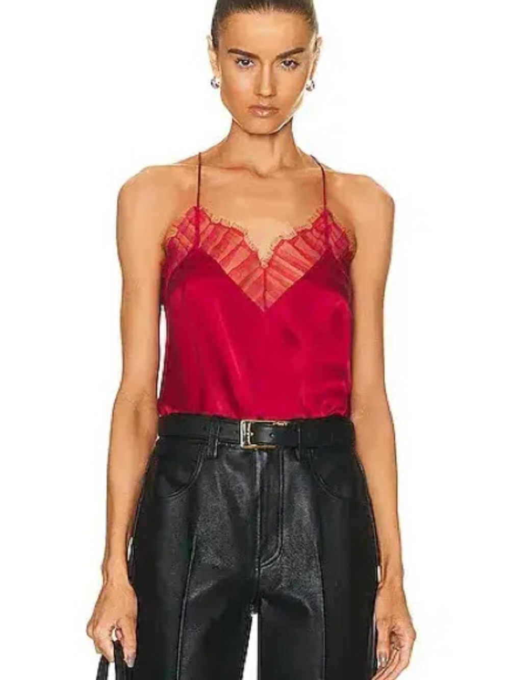 NWT IRO Paris "Berwyn" Silk and Lace Camisole Top In Red, Size 34, Very Rare!